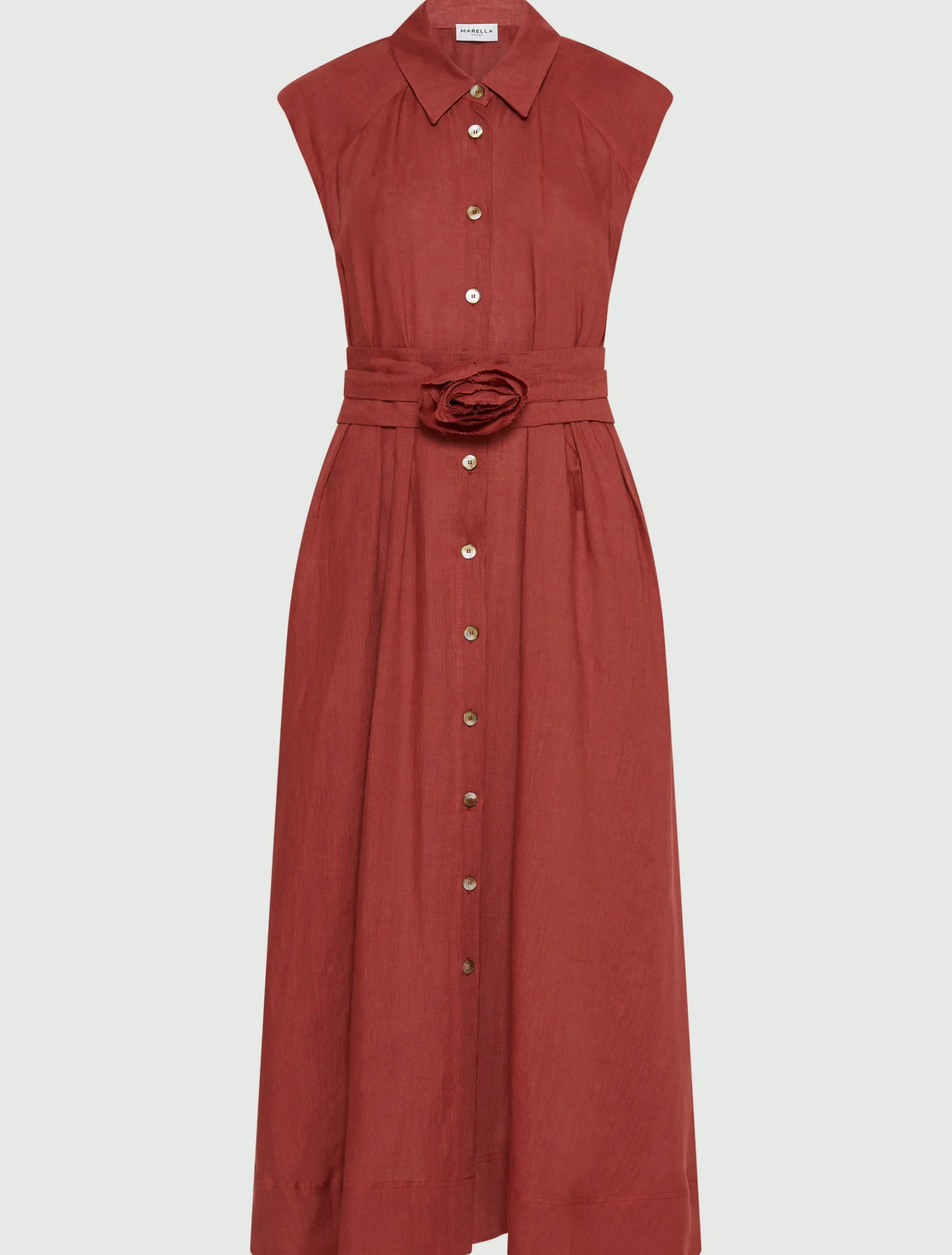 Chemisier in puro lino - MATTONE ROSSO