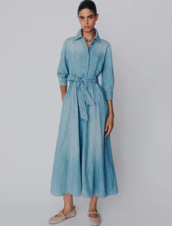Chemisier lungo in denim fluido - BLUE JEANS
