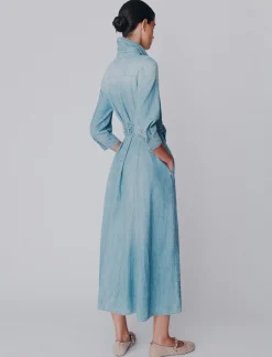 Chemisier lungo in denim fluido - BLUE JEANS