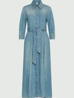 Chemisier lungo in denim fluido - BLUE JEANS