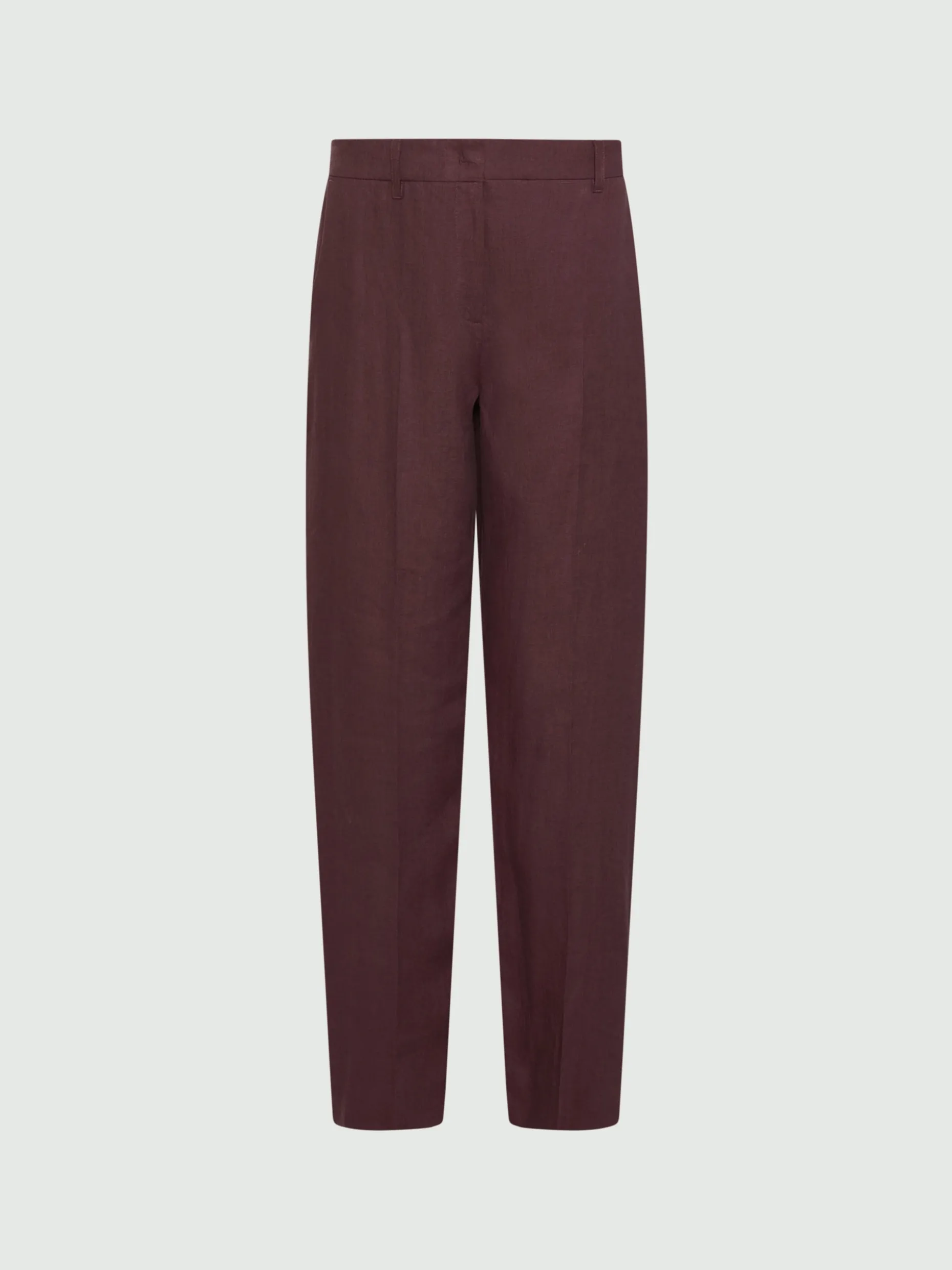 Chino in tela di lino - MARRONE