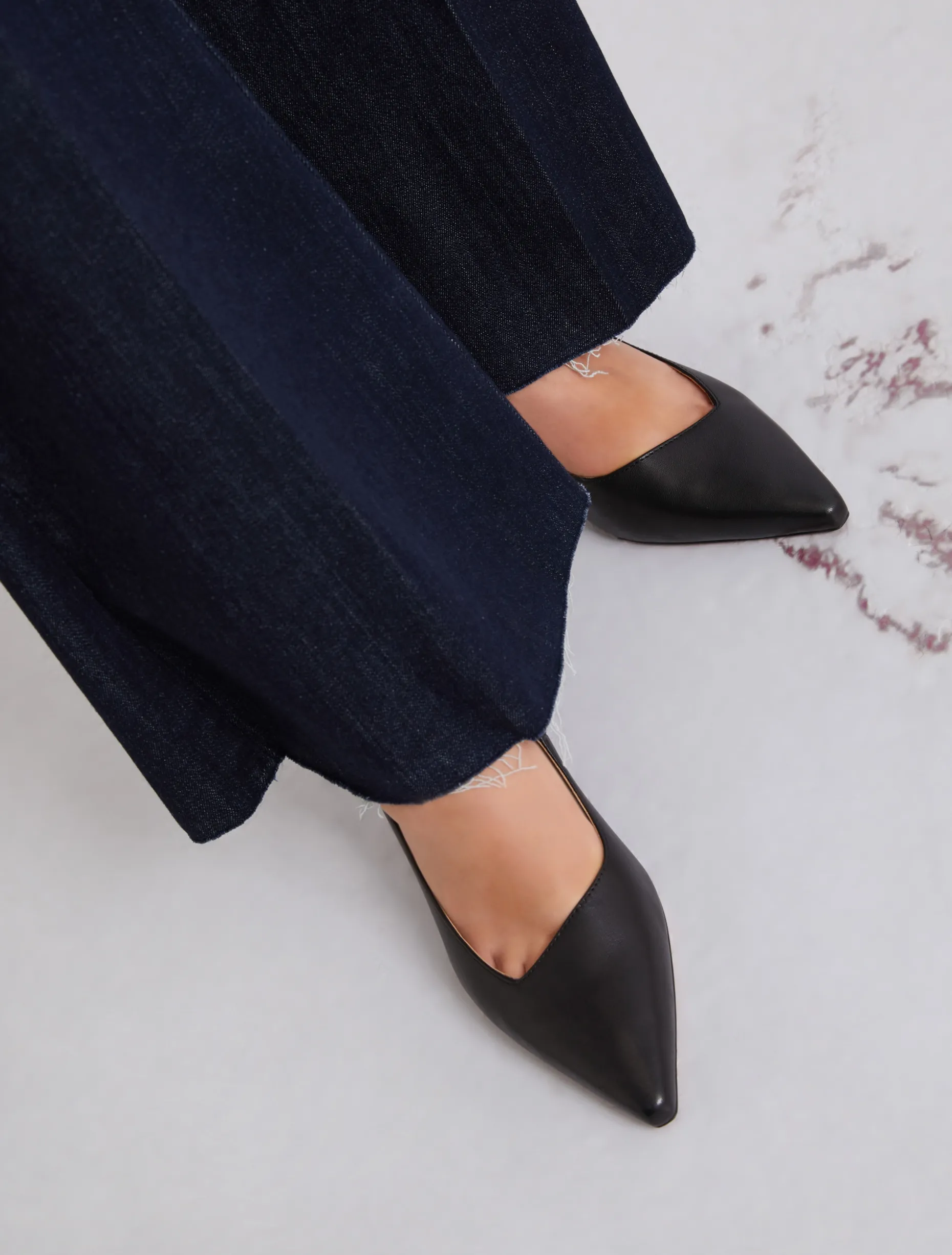 Décolleté in pelle - NERO