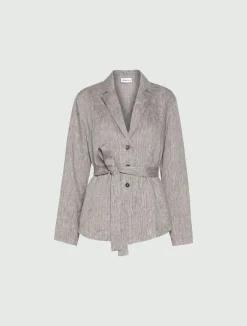 Giacca camicia in lino - MARRONE