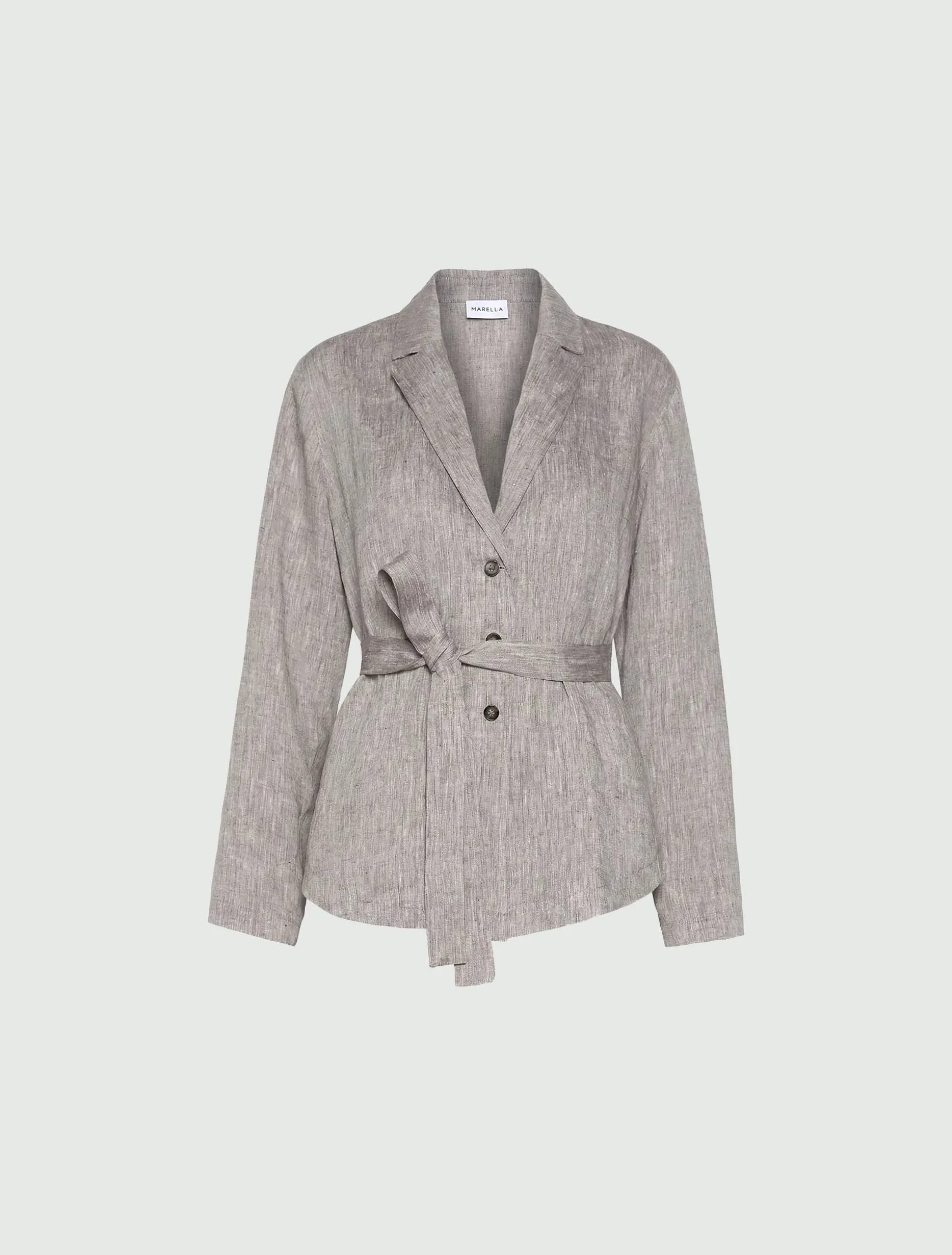 Giacca camicia in lino - MARRONE