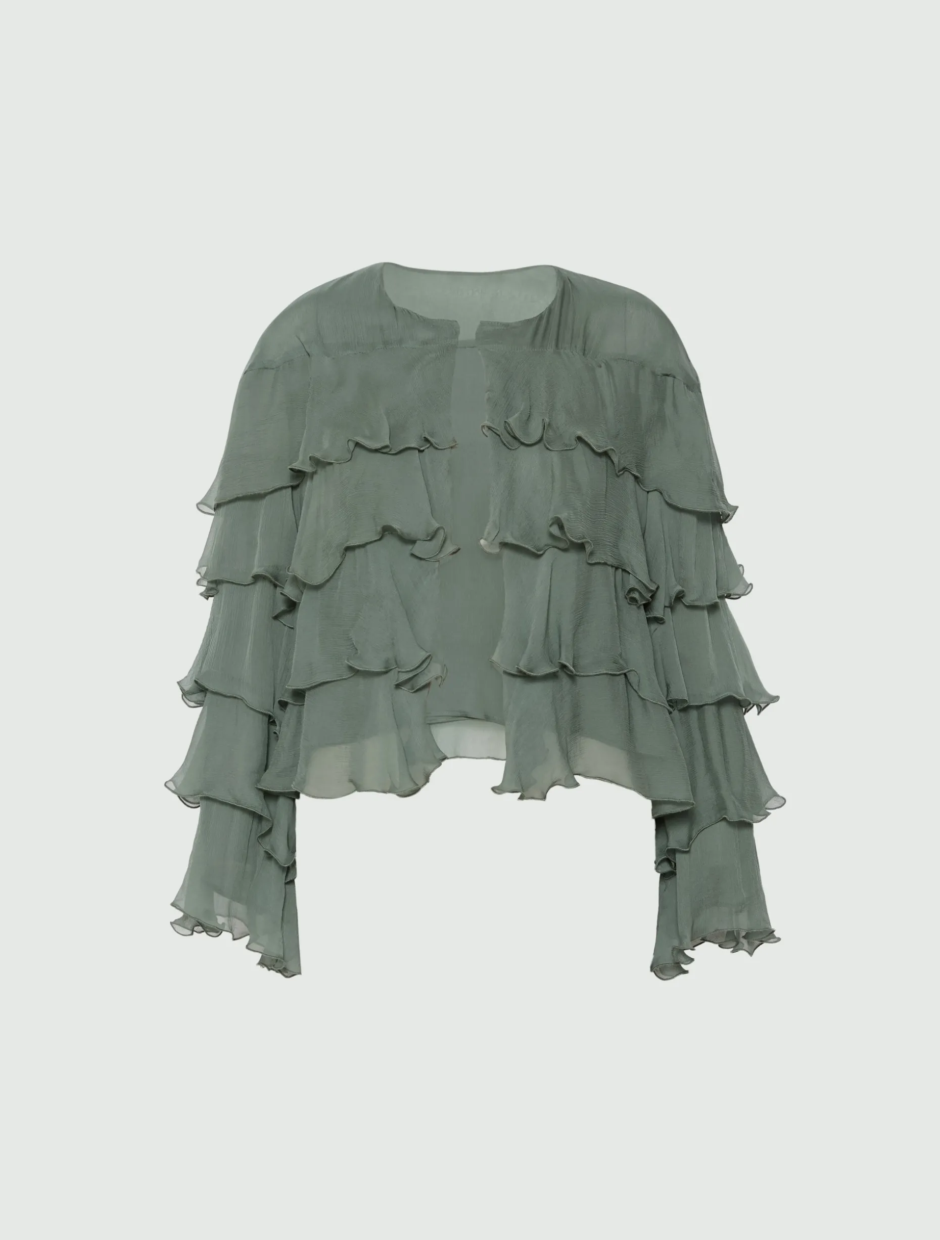 Giacca in creponne con balze - VERDE