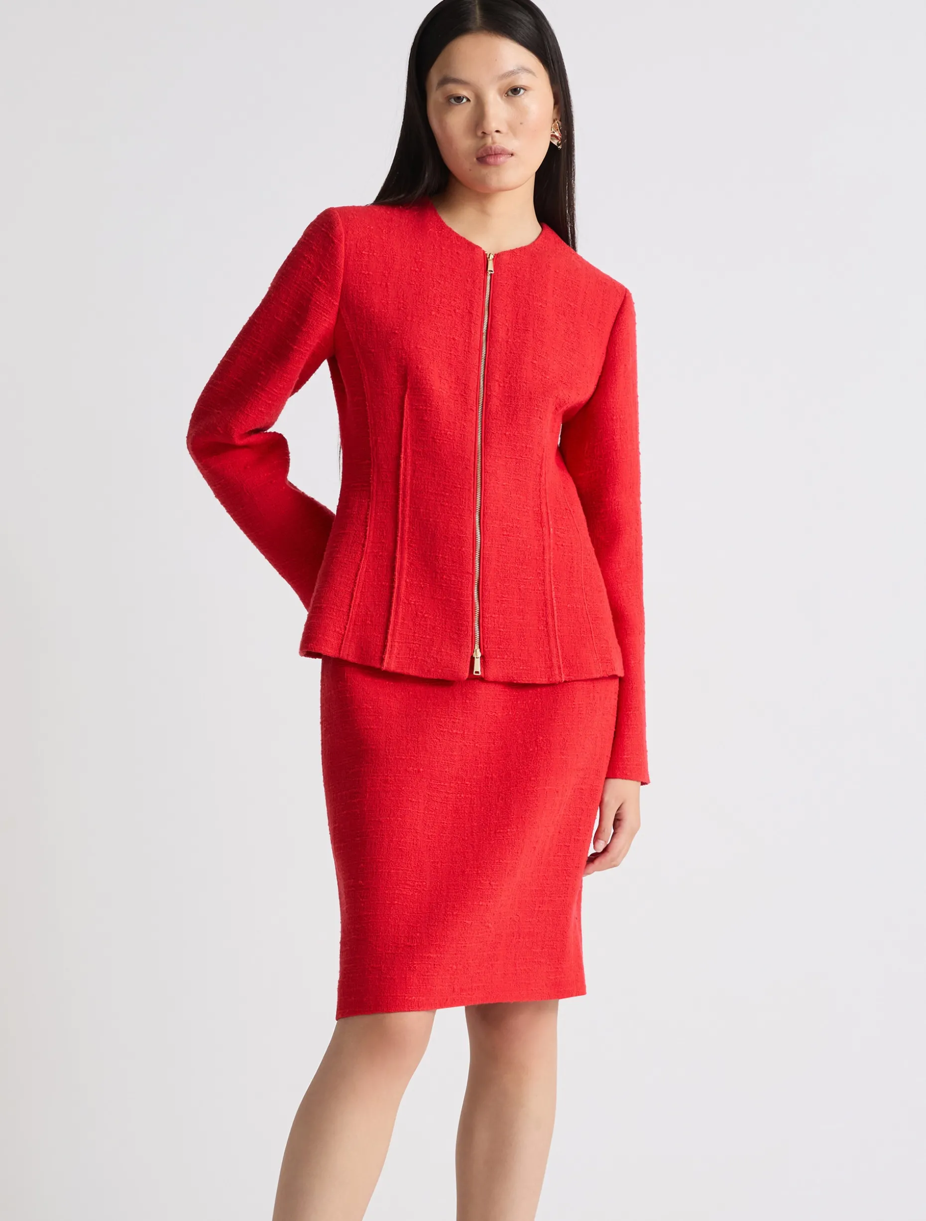 Giacca in stuoia di cotone stretch - ROSSO