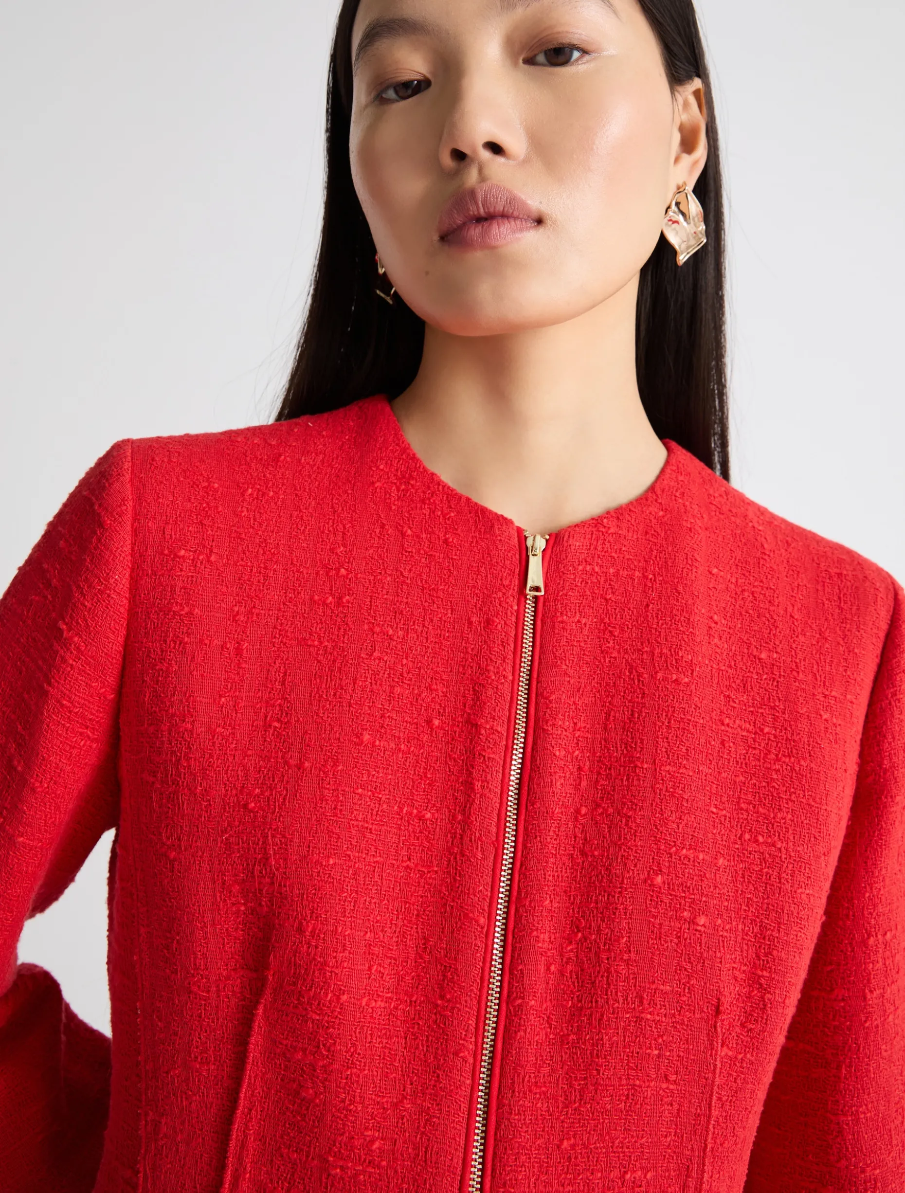 Giacca in stuoia di cotone stretch - ROSSO