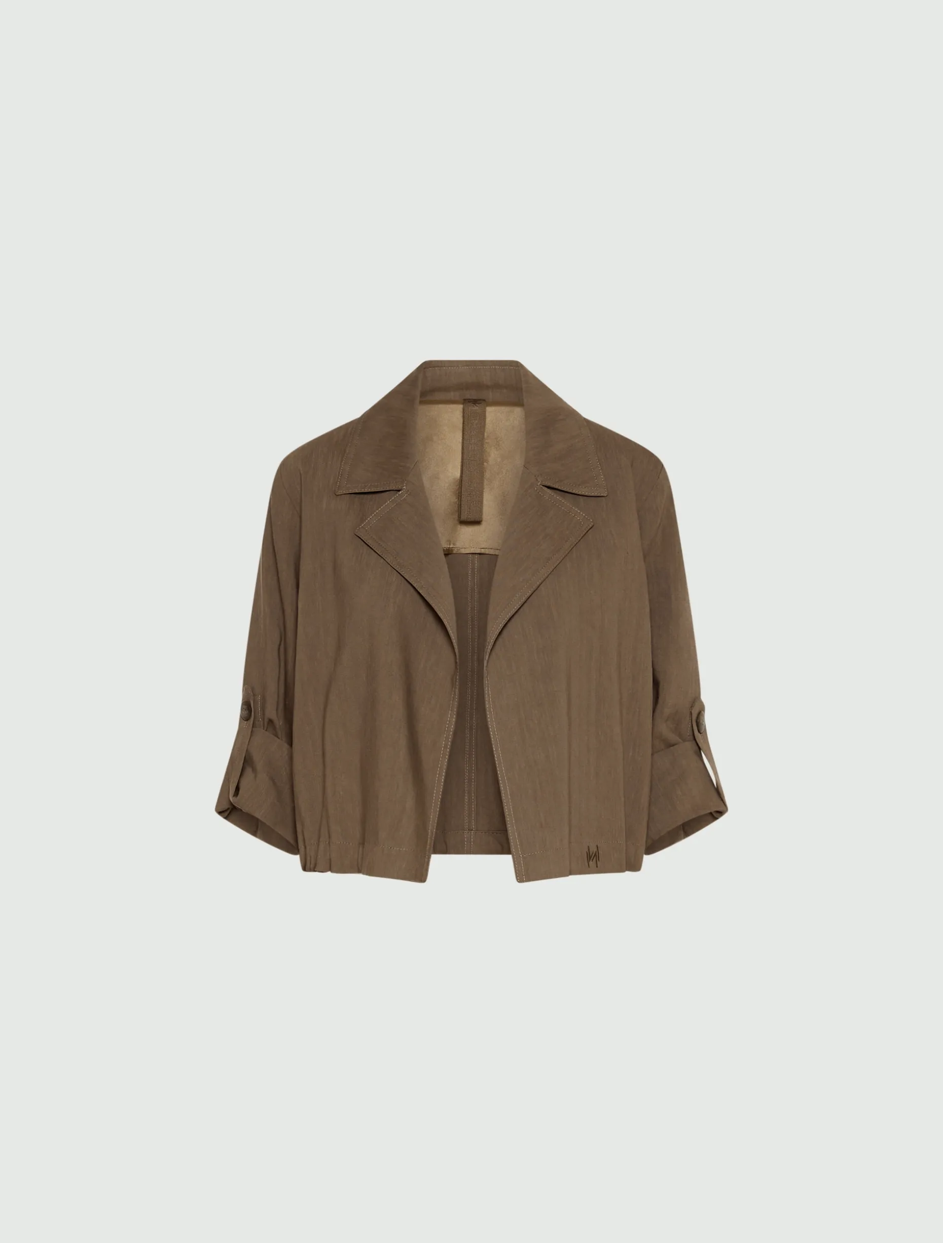 Giacca in viscosa e lino stretch - MARRONE