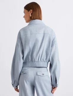 Giacca sportiva in chevron di misto viscosa - AZZURRO