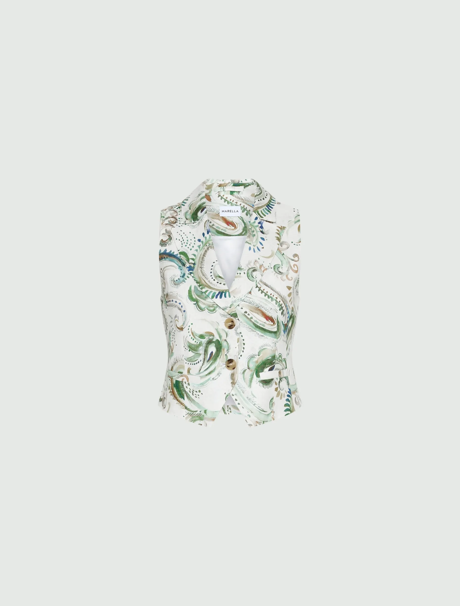 Gilet in lino stampato - BIANCO OTTICO