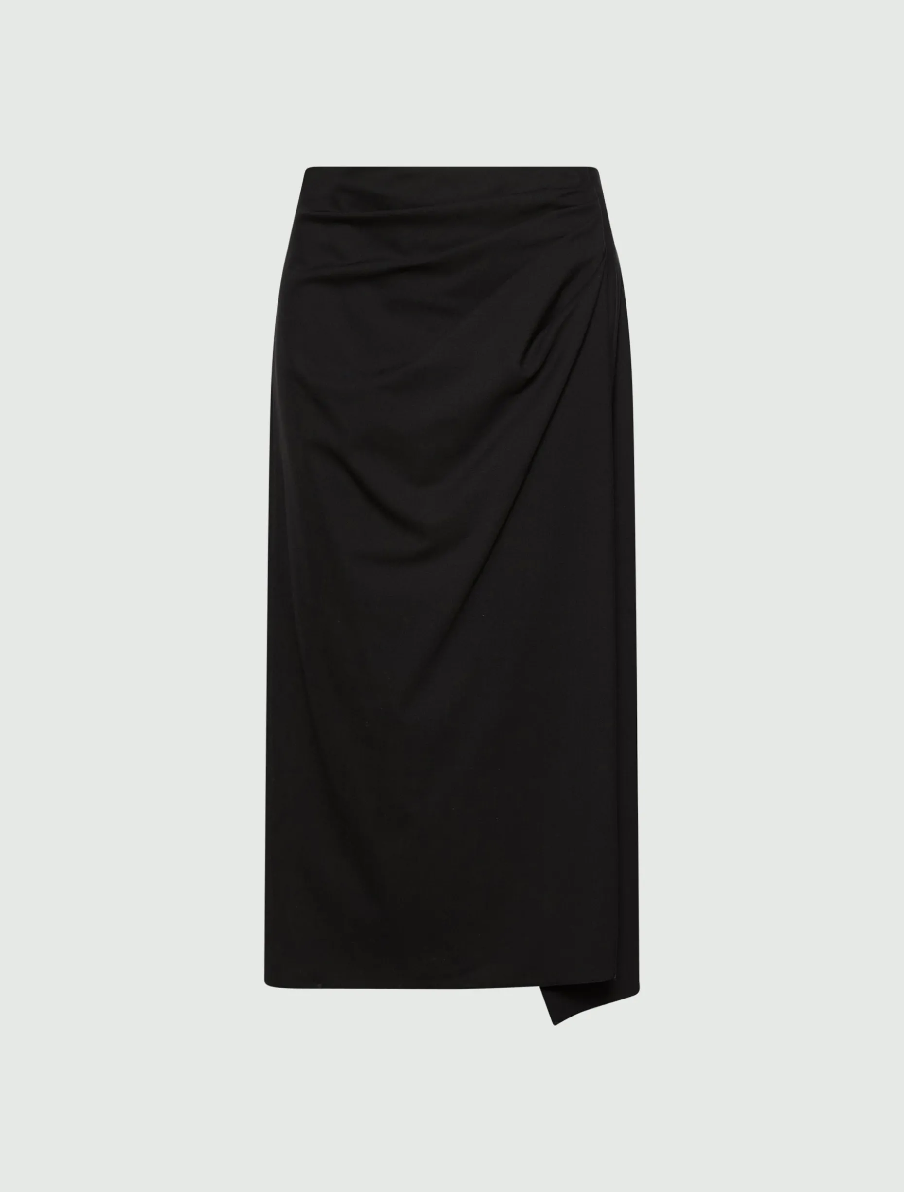 Gonna a tubino in lana stretch - NERO