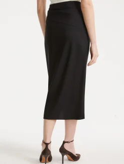 Gonna a tubino in lana stretch - NERO