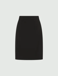Gonna dritta in pura lana extrafine - NERO