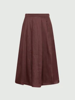 Gonna leggera in ramié - MARRONE