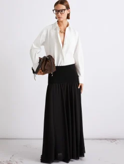 Gonna svasata in georgette - NERO