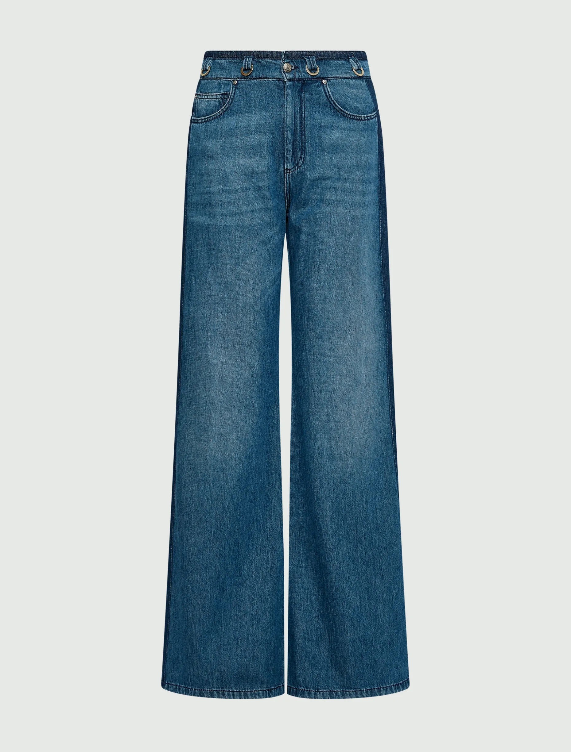 Jeans wide leg a vita alta in denim - BLUE JEANS