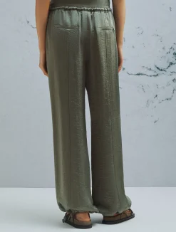 Jogger in twill crinckle - VERDE