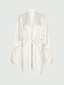 Kimono lungo jacquard - BIANCO LANA