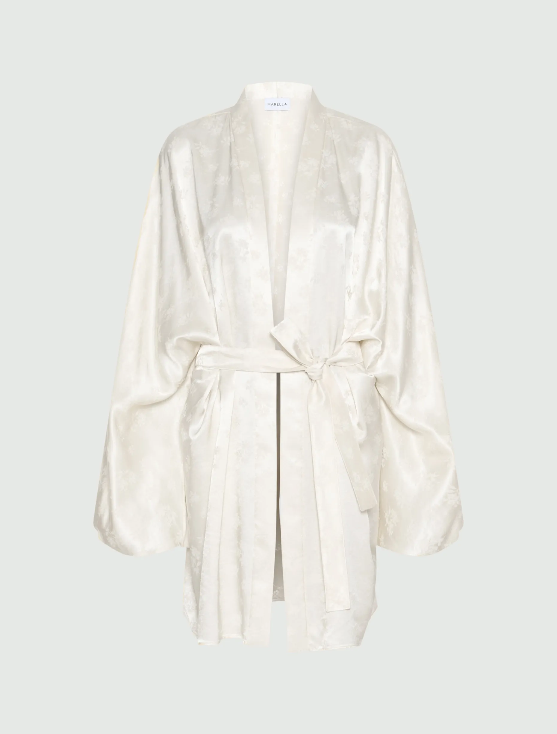 Kimono lungo jacquard - BIANCO LANA