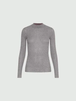 Maglia a coste con filo di lurex - GRIGIO