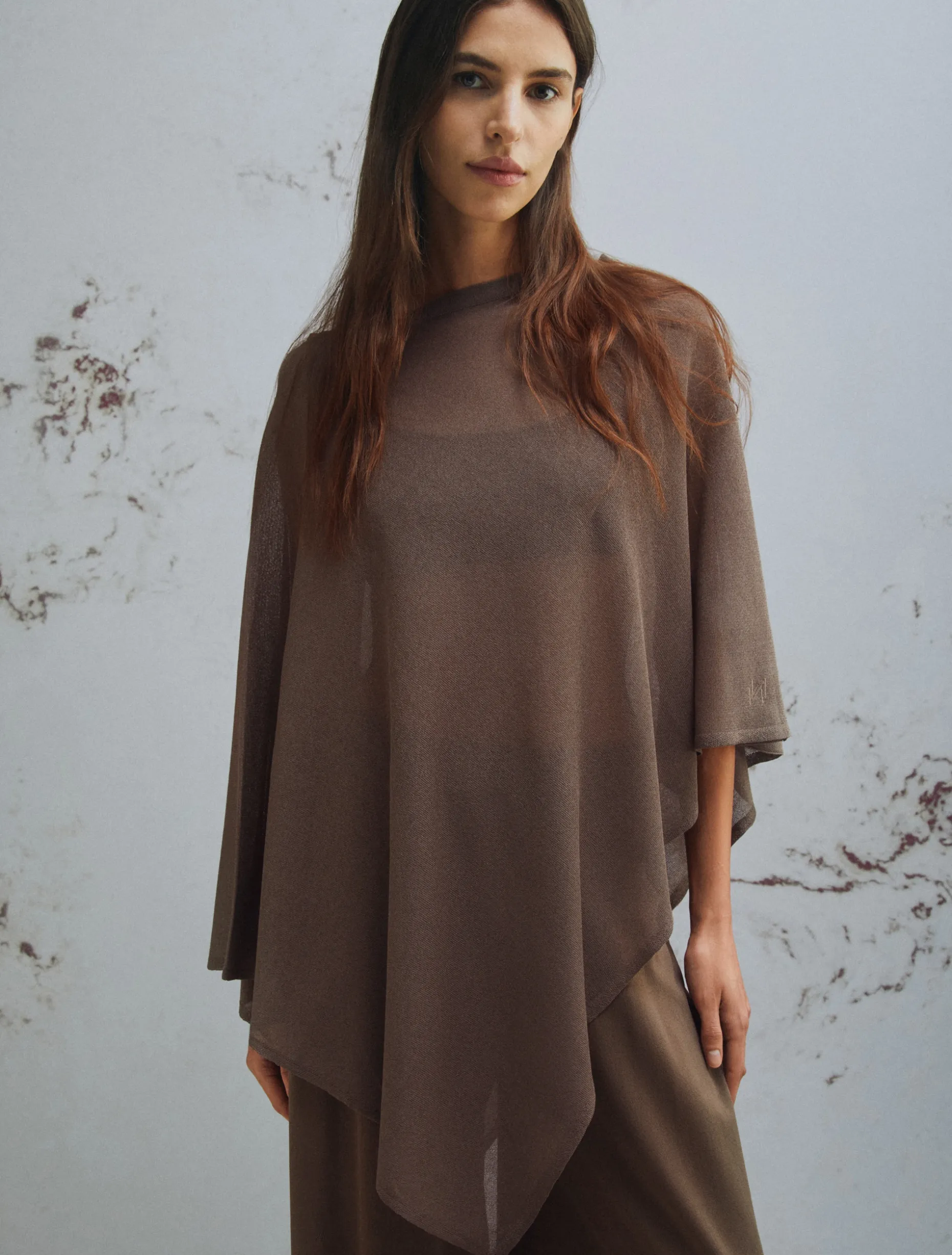 Maglia a mantella - MARRONE