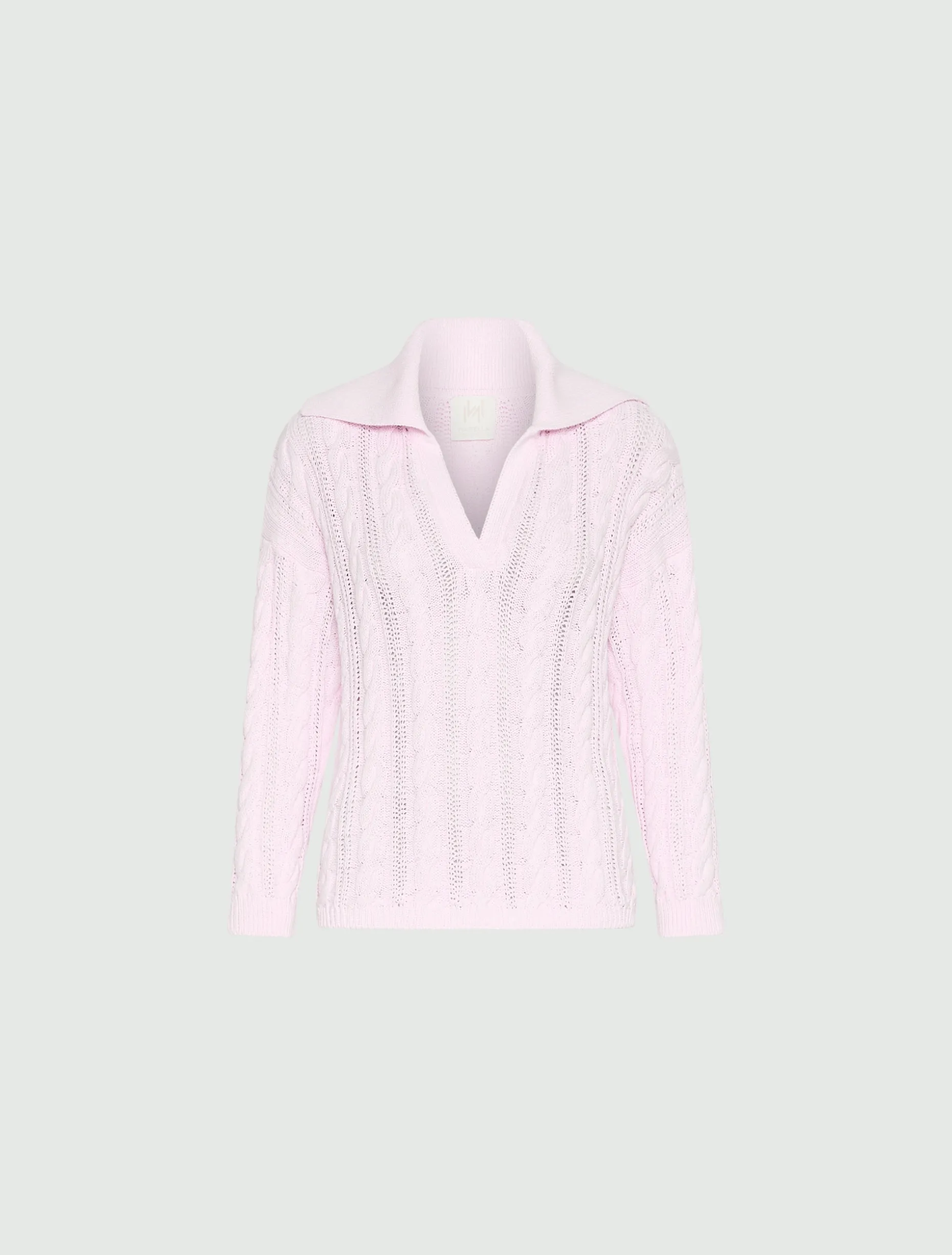 Maglia a polo in cotone cablé - ROSA