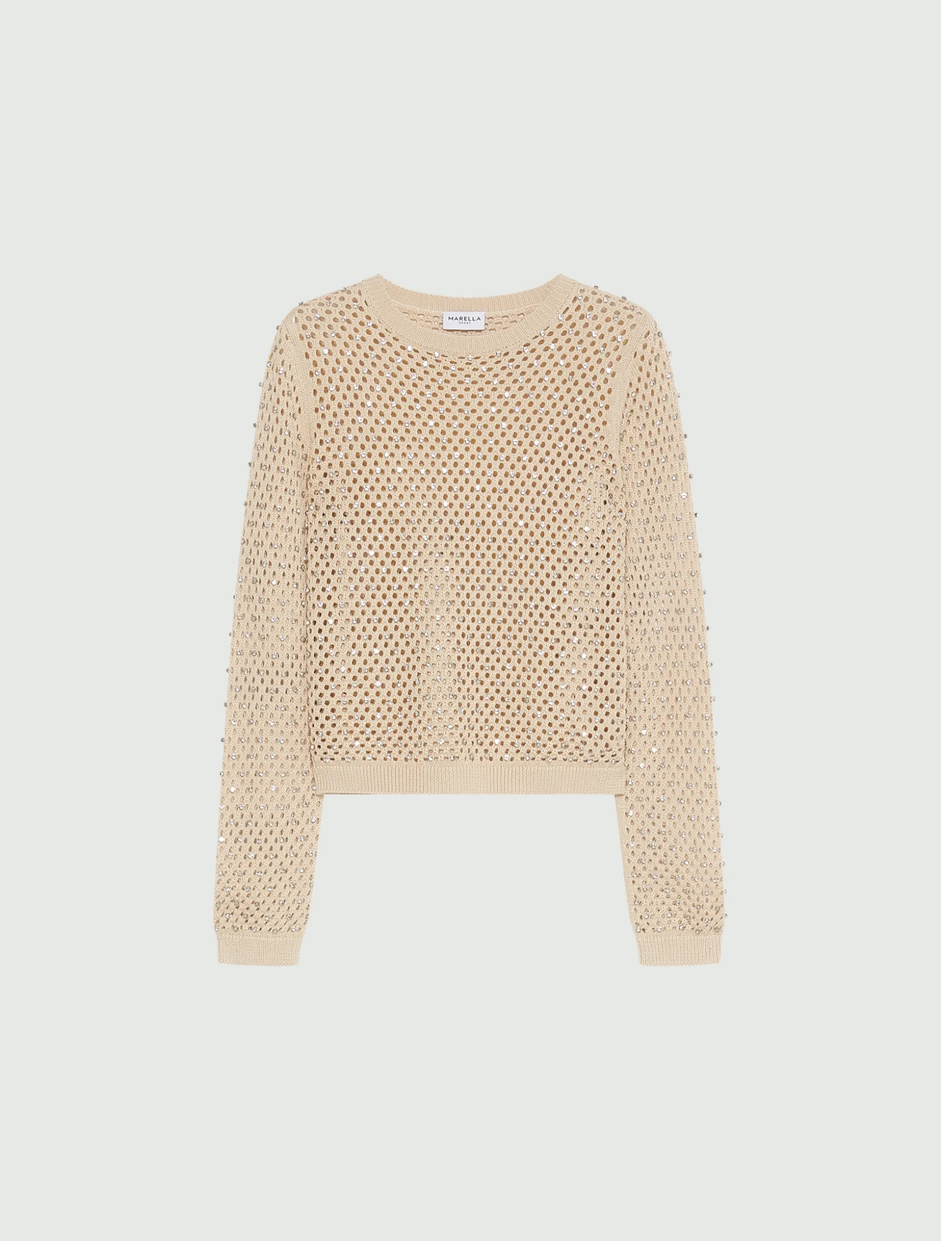 Maglia a rete con strass - BIANCO LANA