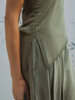 Maglia asimmetrica con coulisse - VERDE