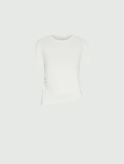 Maglia asimmetrica con coulisse - BIANCO LANA