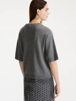 Maglia con manica al gomito in cashmere e lana - GRIGIO MEDIO