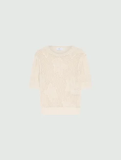 Maglia girocollo in punto rete - BIANCO
