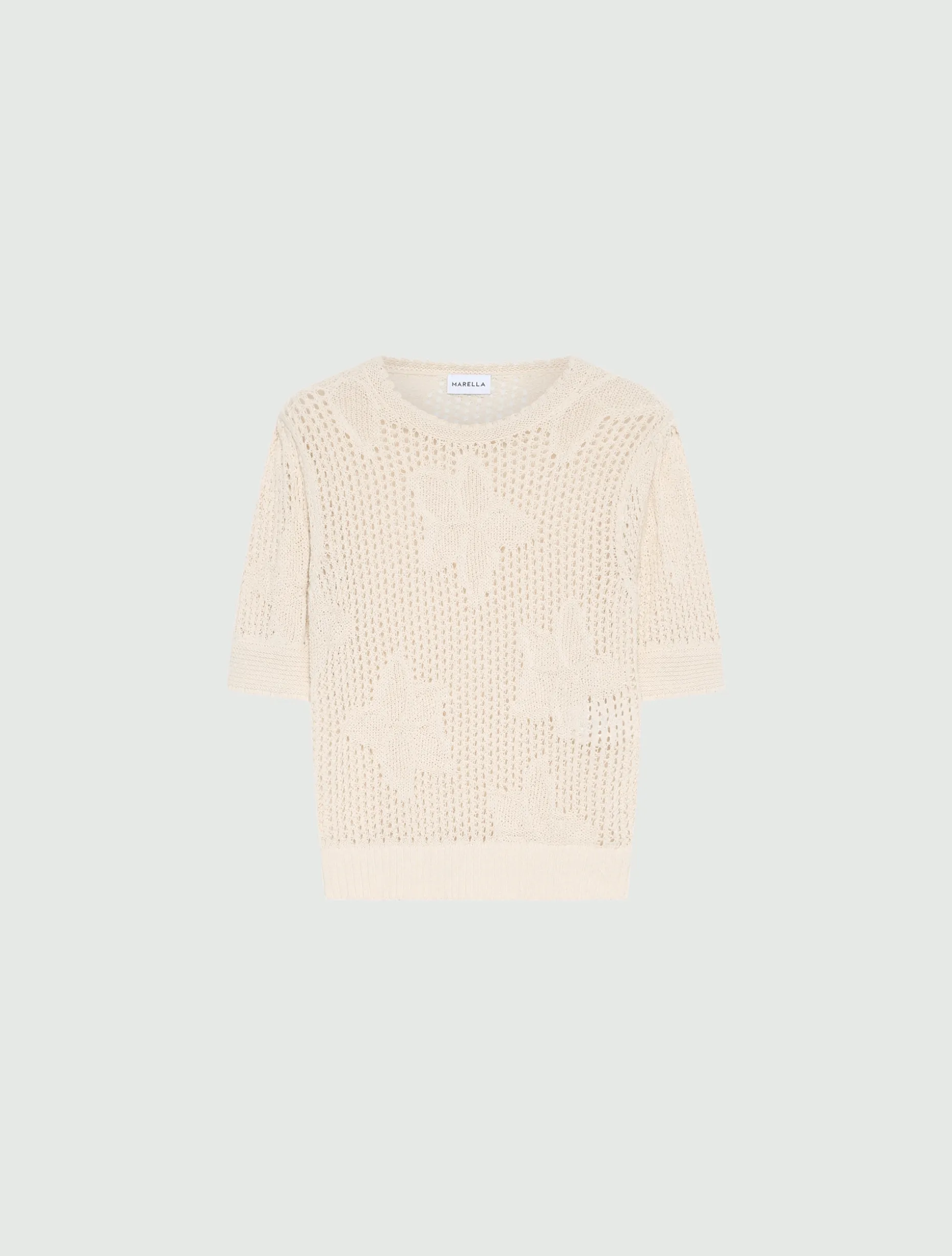 Maglia girocollo in punto rete - BIANCO