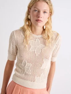 Maglia girocollo in punto rete - BIANCO