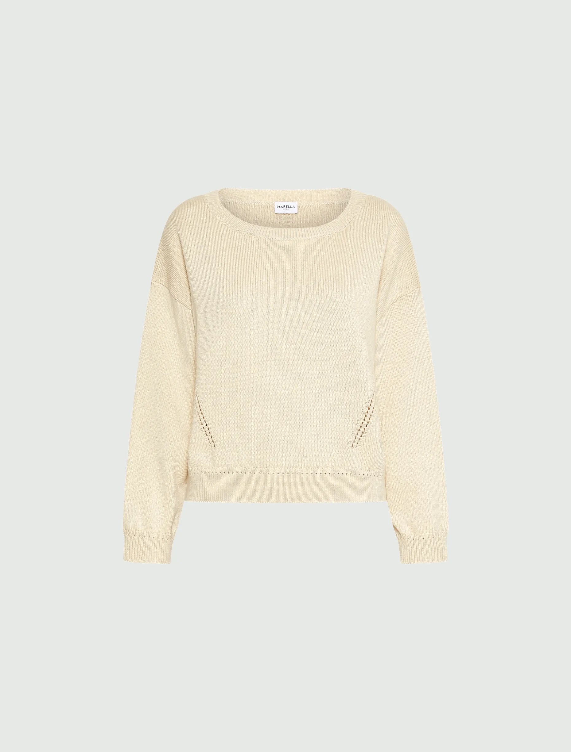 Maglia in cotone con scollo a barchetta - BIANCO LANA