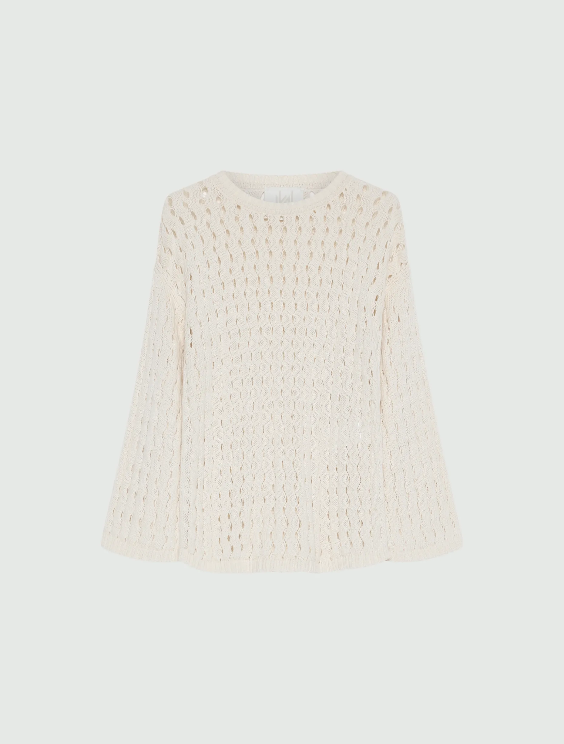 Maglia in cotone con traforature - BIANCO LANA