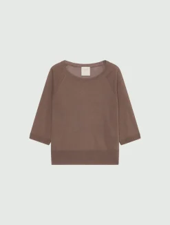 Maglia in viscosa aspetto tulle - MARRONE