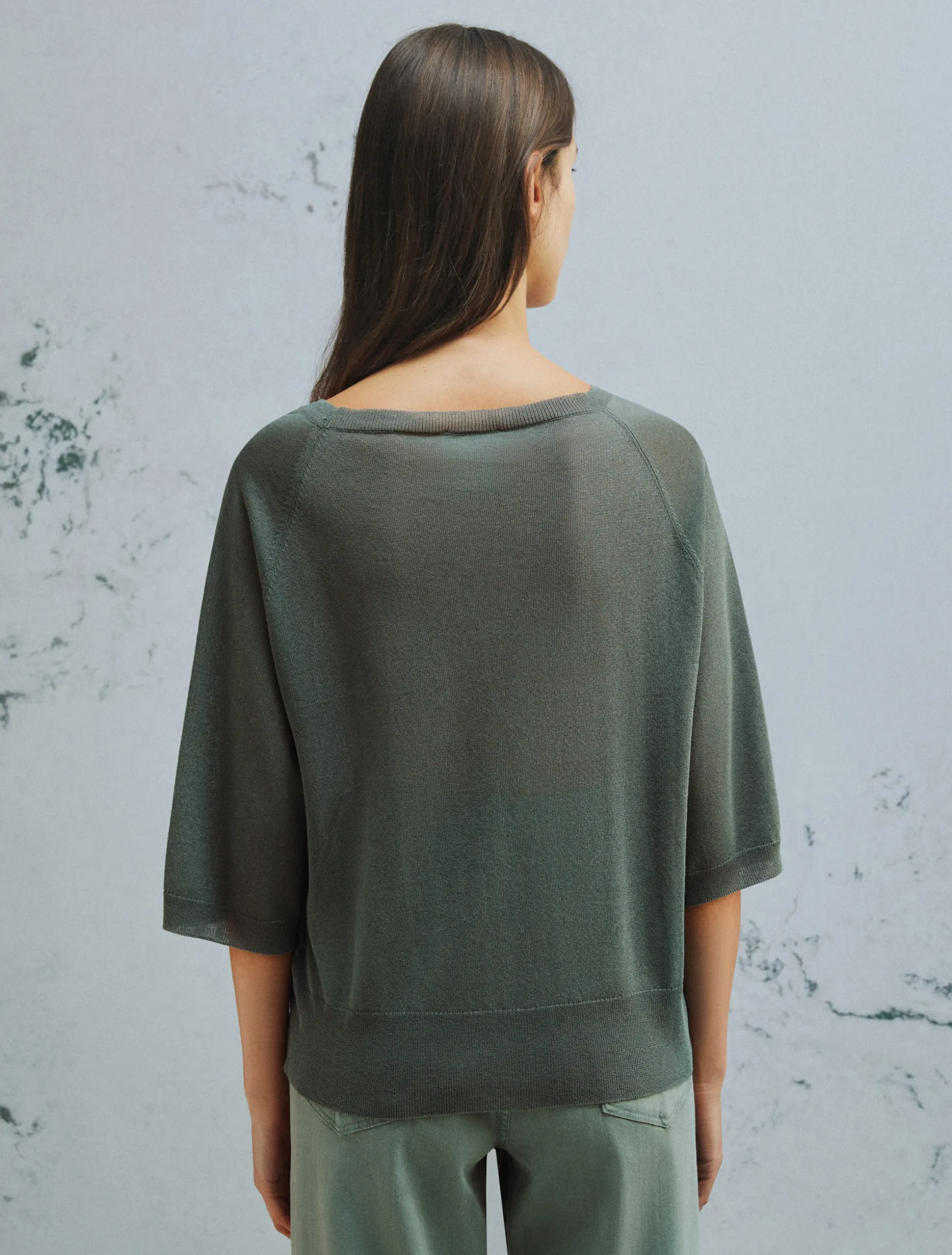 Maglia in viscosa aspetto tulle - VERDE
