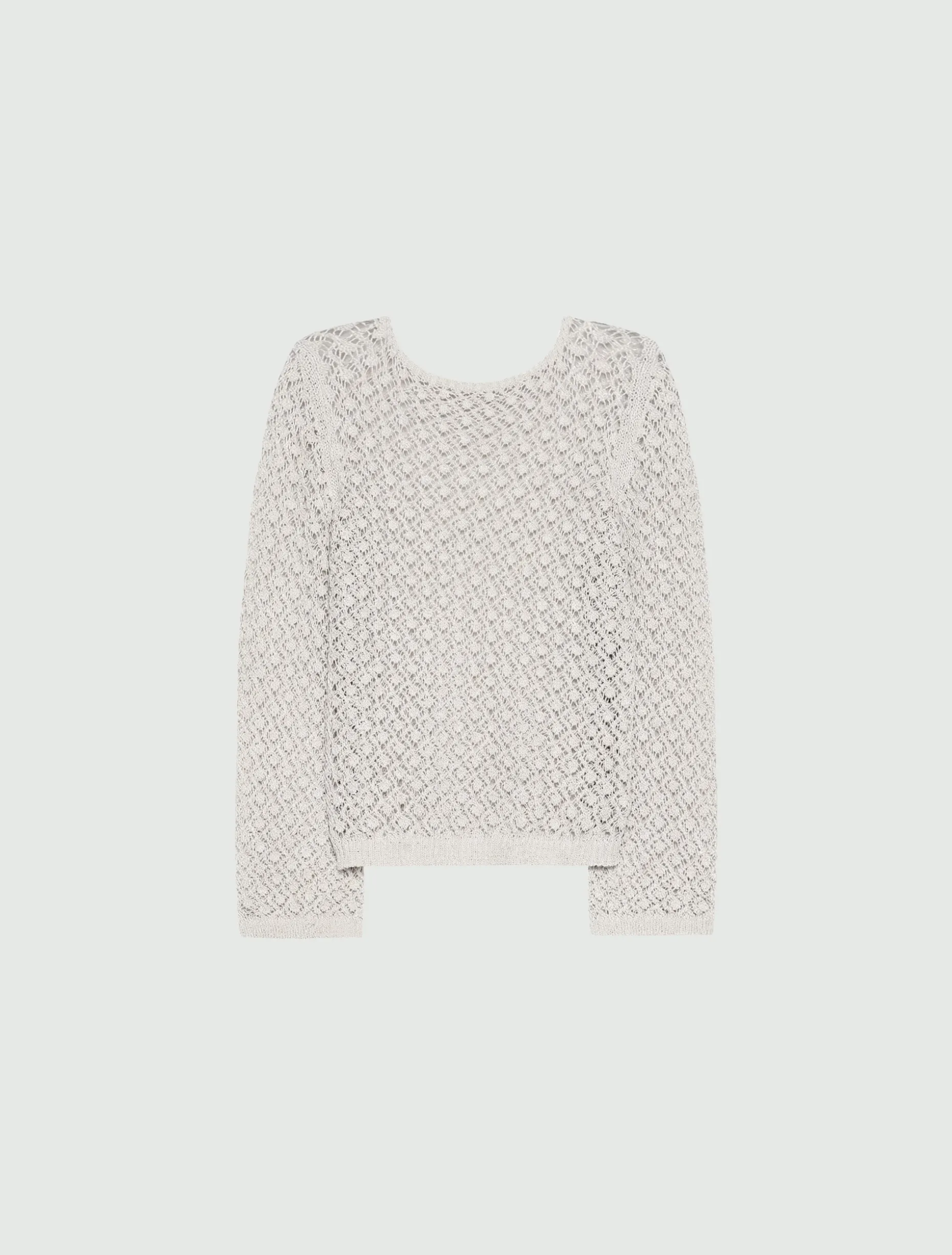 Maglia traforata boxy - PANNA