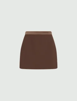 Mini gonna in envers satin - MARRONE