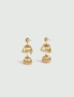 Orecchini pendenti con boccioli crochet - ORO