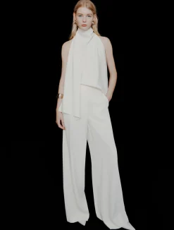 Pantalone ampio in envers satin - BIANCO LANA