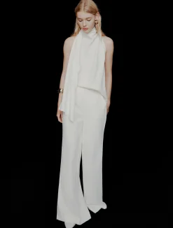 Pantalone ampio in envers satin - BIANCO LANA