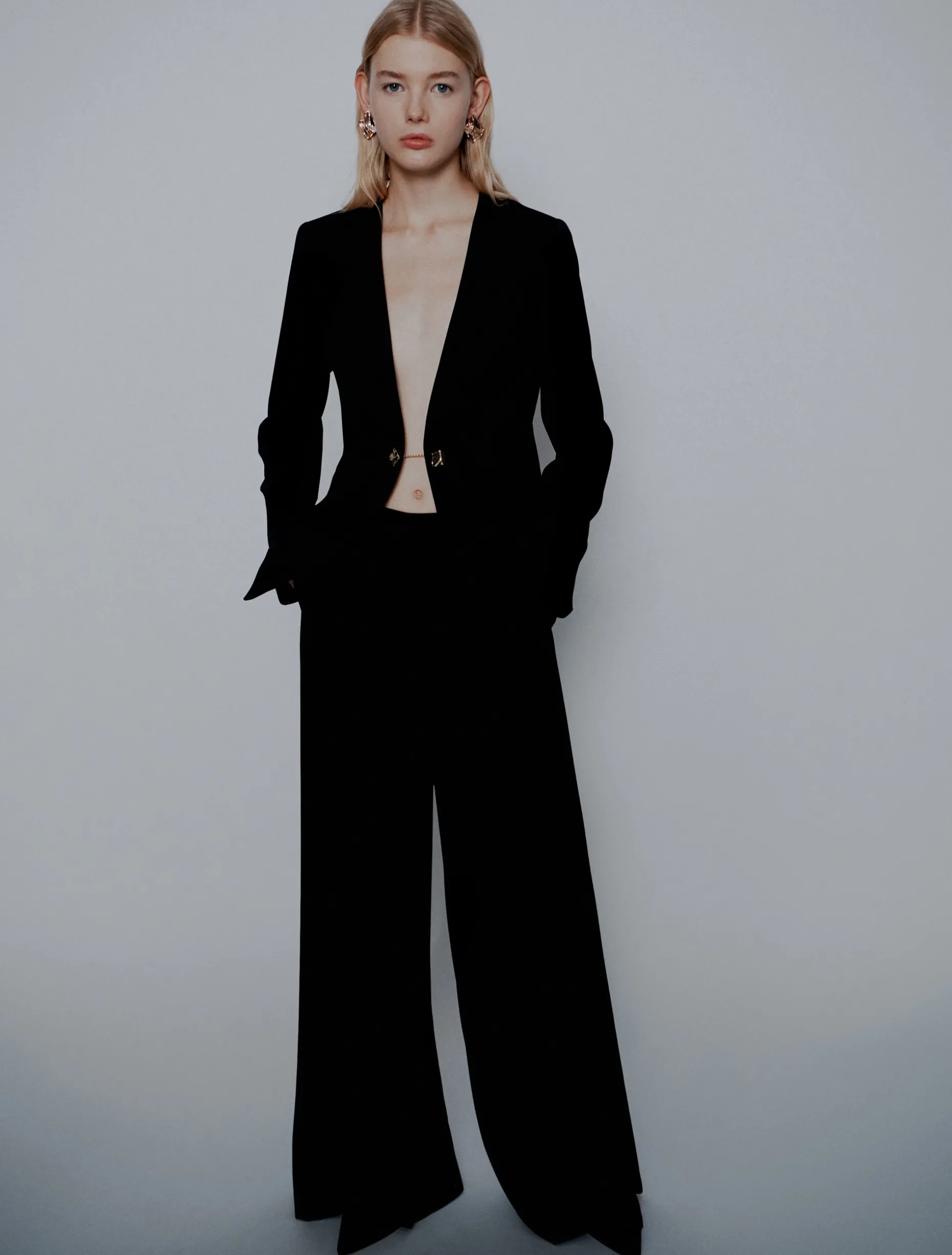 Pantalone ampio in envers satin - NERO