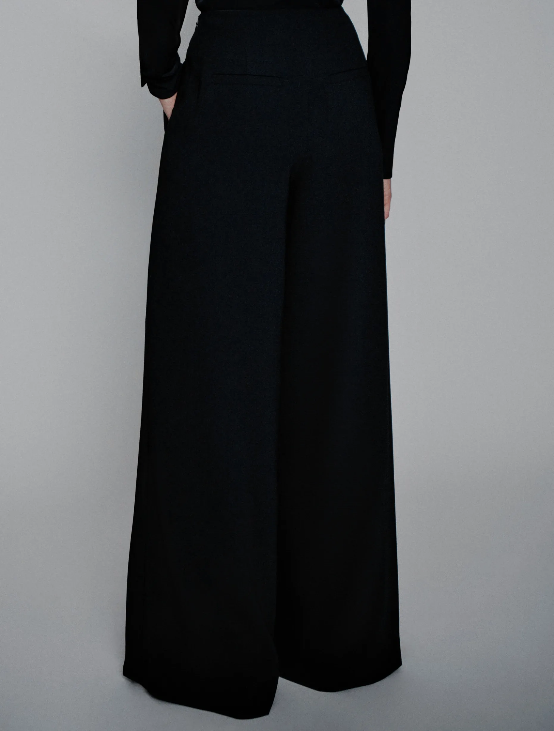 Pantalone ampio in envers satin - NERO