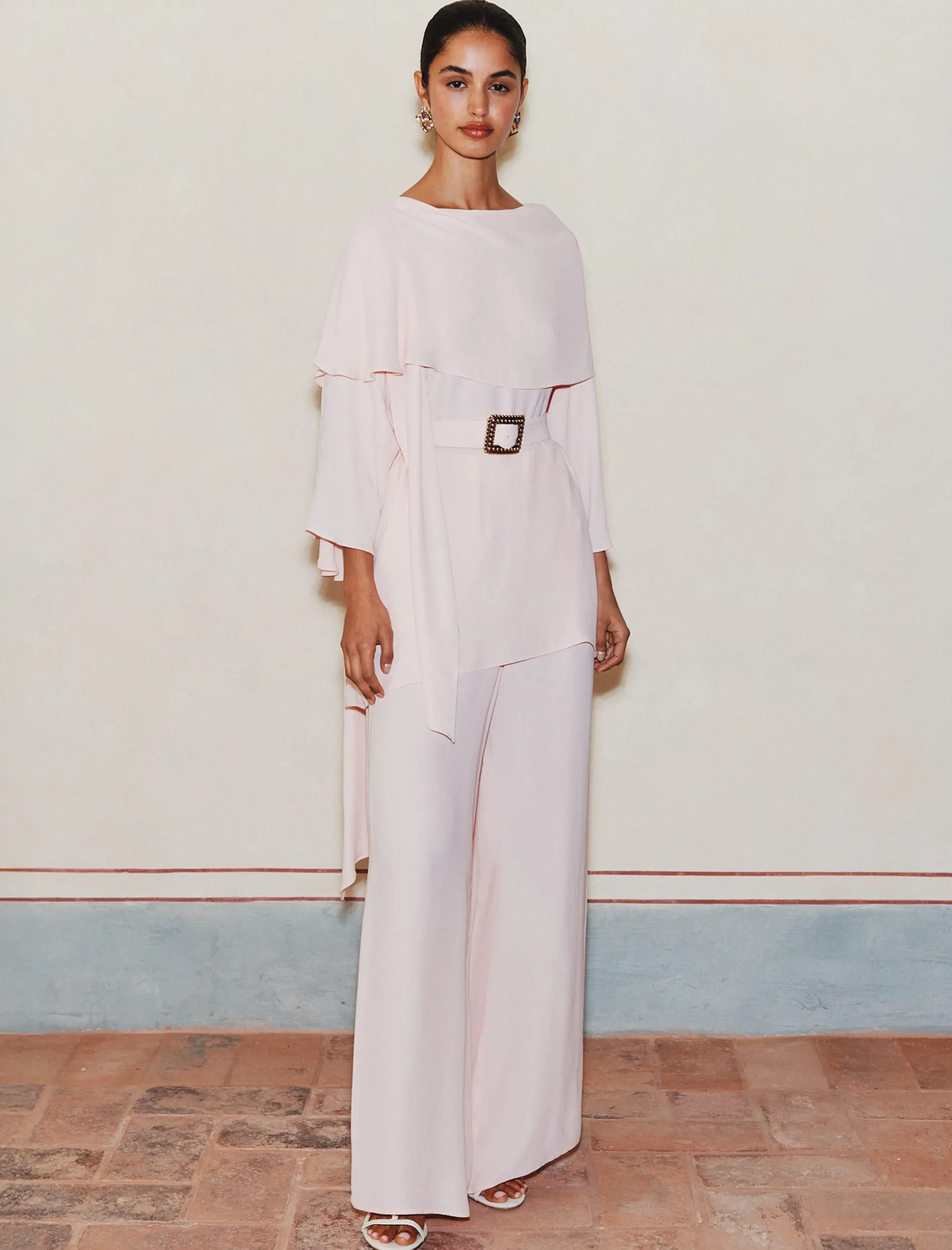 Pantalone ampio in georgette - ROSA
