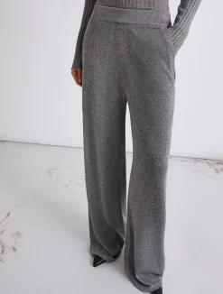 Pantalone ampio in maglia con lurex - GRIGIO