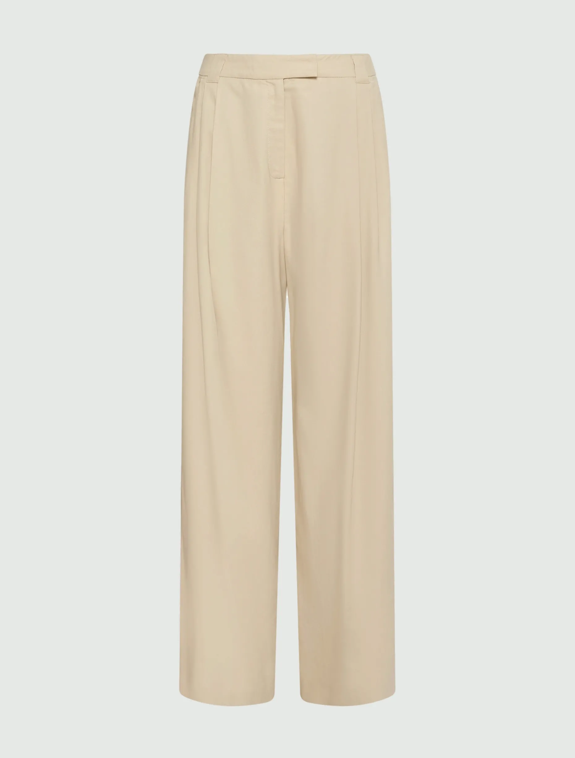 Pantalone ampio in twill - BEIGE