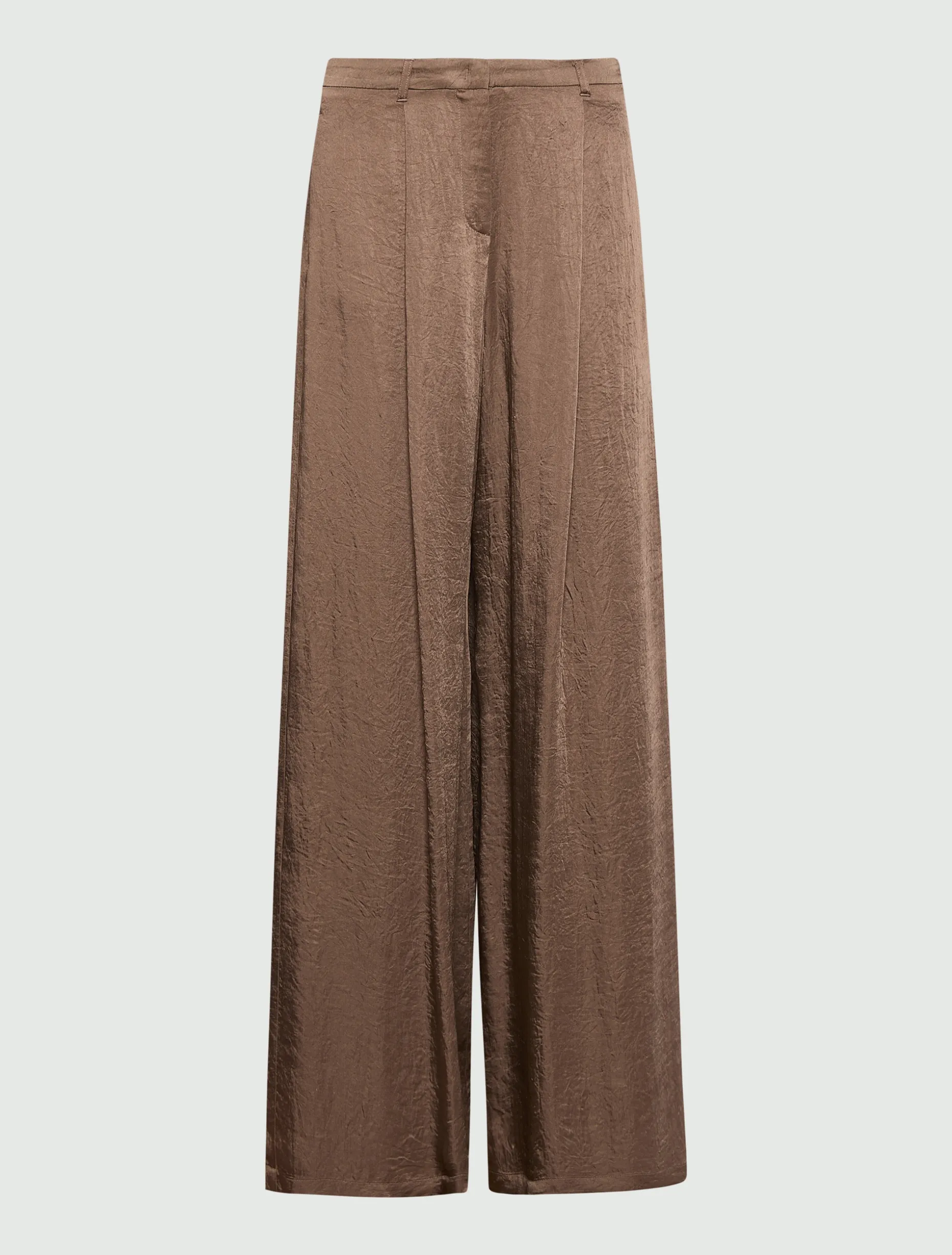 Pantalone ampio in twill crinckle - MARRONE