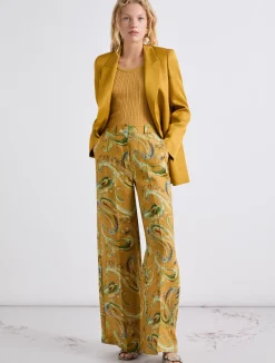 Pantalone a palazzo in lino - COGNAC