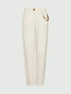 Pantalone barrel in cotone stretch - BIANCO LANA